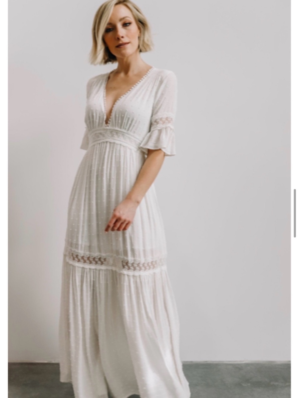 Baltic Born Rayne Deep V Maxi Dress white